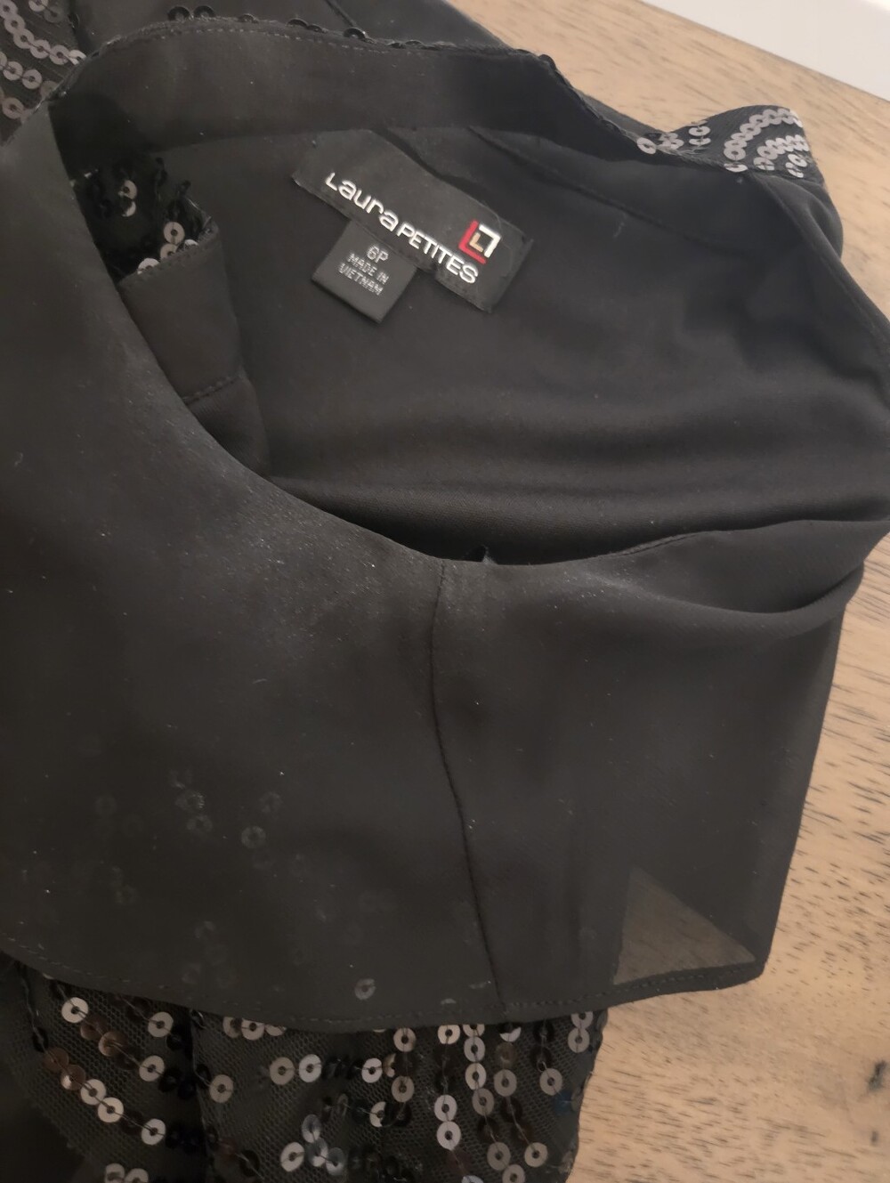 Laura Petites, Black Sequin Layered Party, Cocktail Dress - Women - Picture 4 of 5